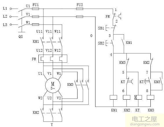 电机星三角接线方法及星三角启动的电路原理图